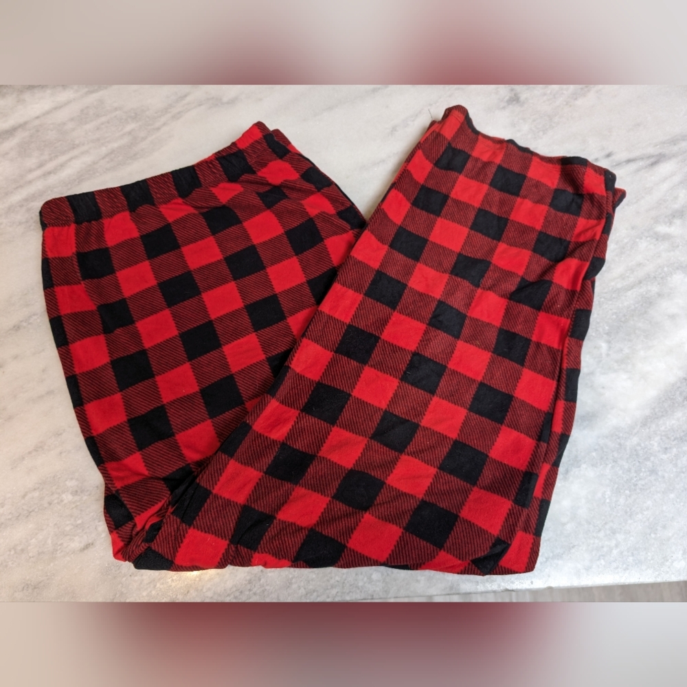 Christmas Women's Fleece Red Buffalo Plaid Pajama Pants